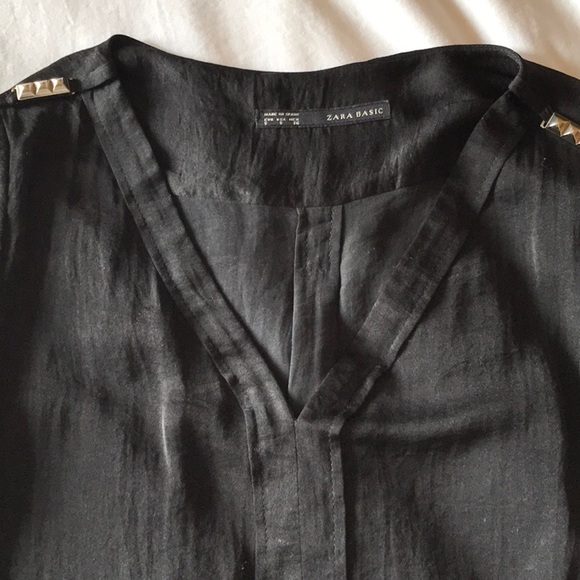 Zara Black Tunic V-Neck Top - Picture 8 of 11